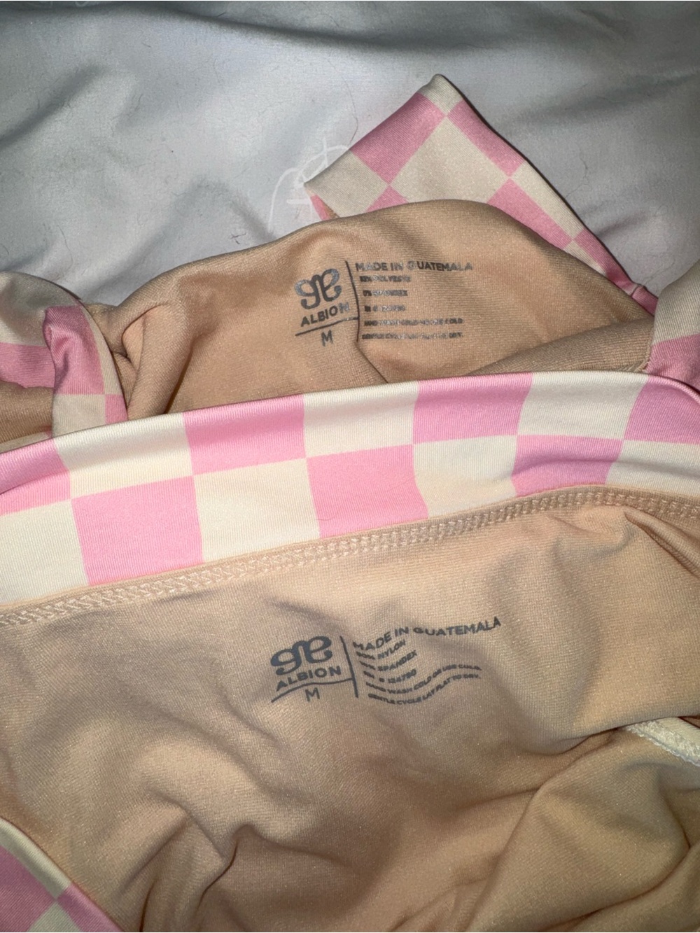 Albion Swim Pink & Cream Checkerboard Two-Piece Bikini MEDIUM - Picture 5 of 5